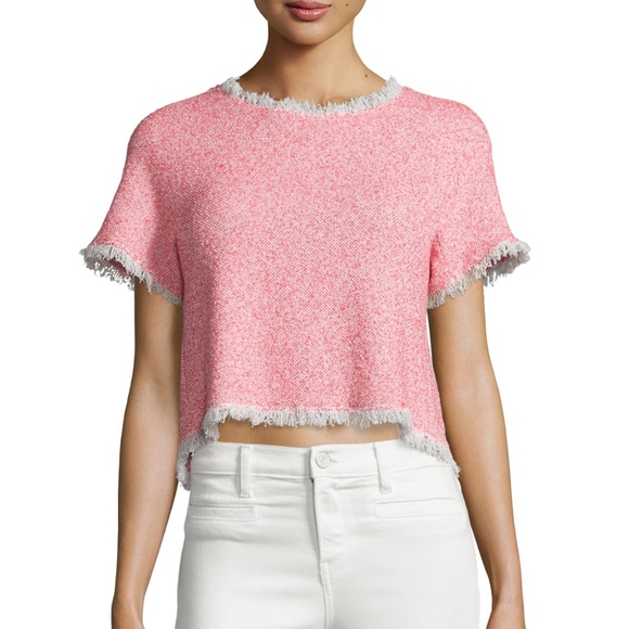 Rebecca Taylor Tops - Rebecca Taylor Summer Tweed Crop Top Coral Size 4